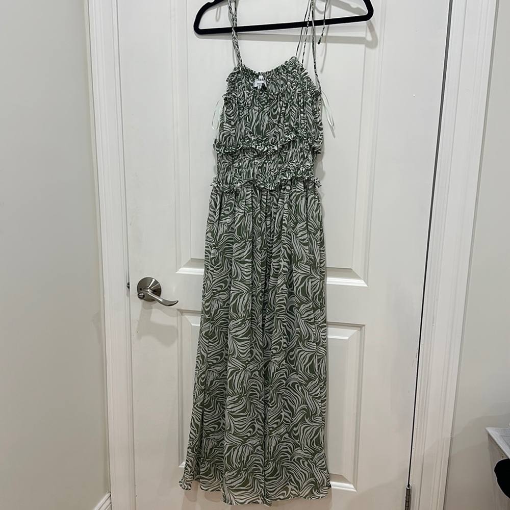 En Saison green and white flows dress